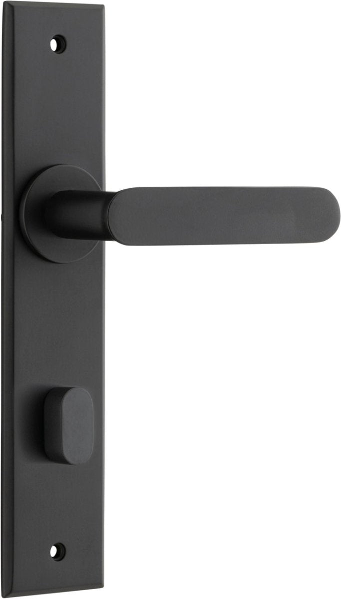 Bronte Lever - Chamfered Backplate - Entry Point - Iver - Matt Black - Door Levers