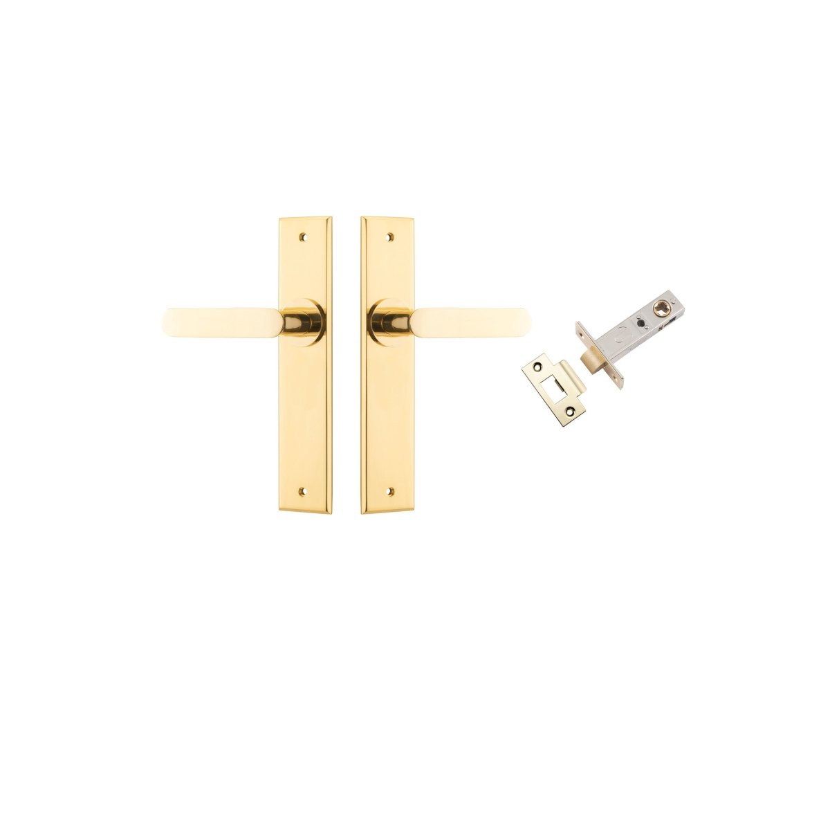 Bronte Lever - Chamfered Backplate - Entry Point - Iver - Polished Brass - Door Levers