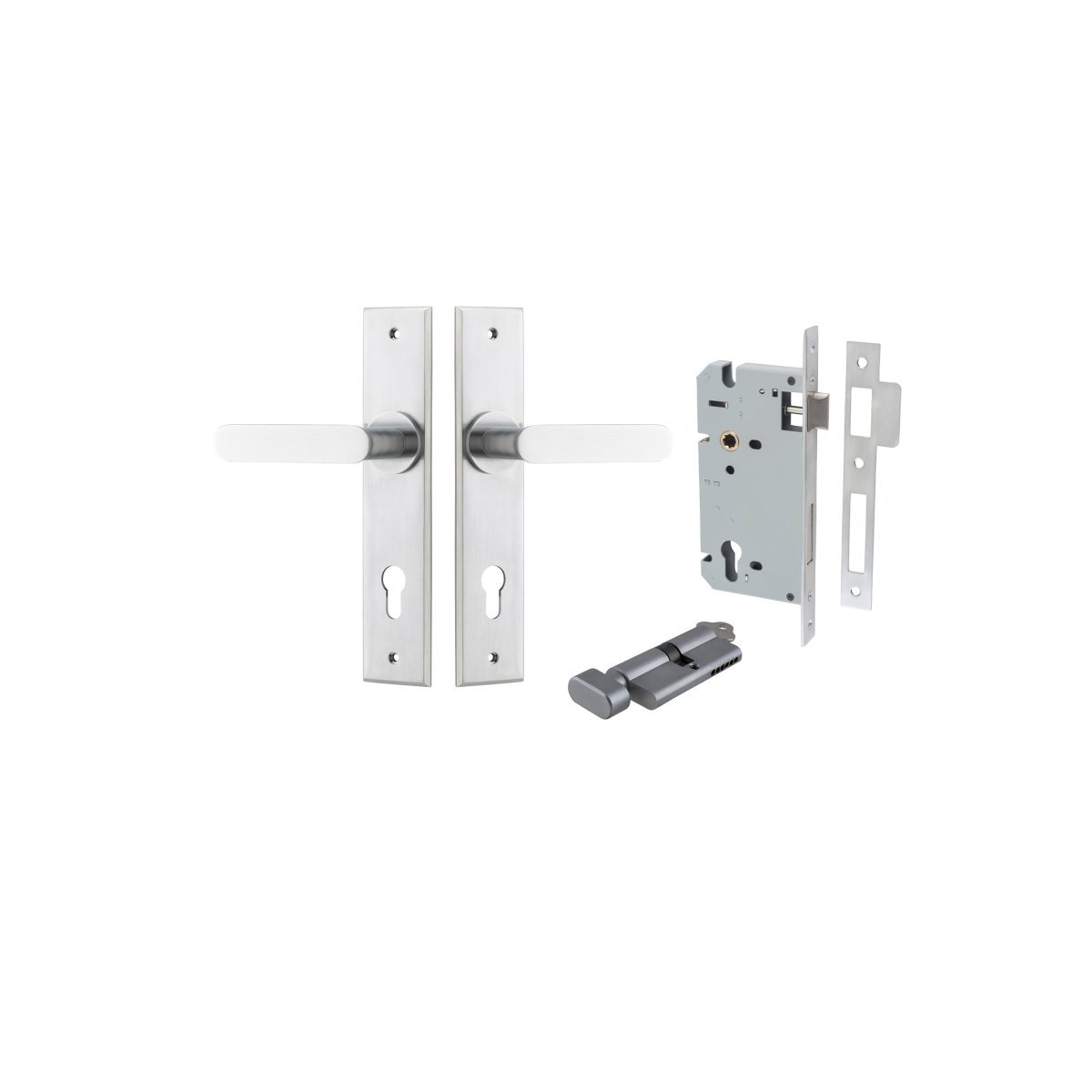 Bronte Lever - Chamfered Backplate - Entry Point - Iver - Brushed Chrome - Door Levers