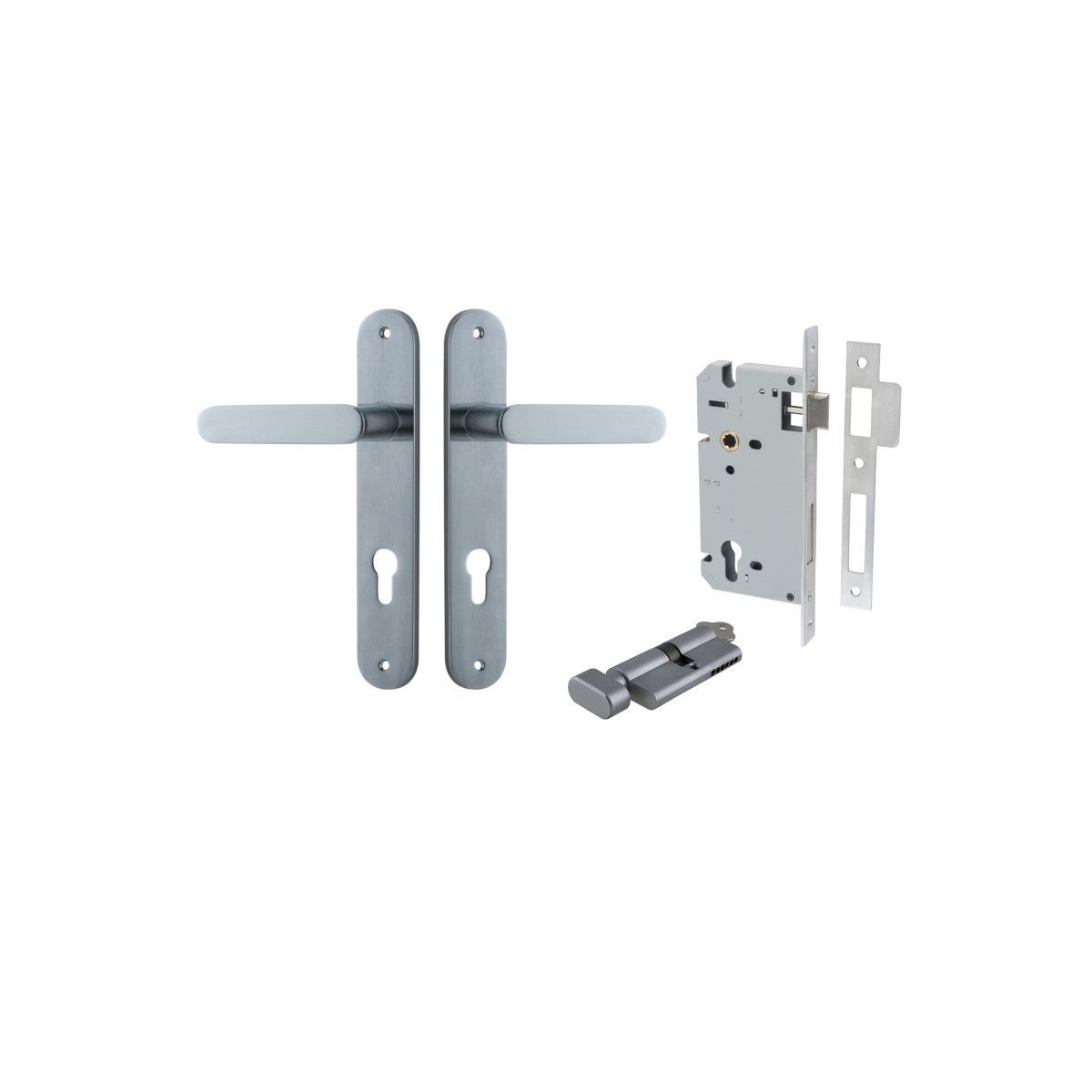 Bronte Lever - Oval Backplate - Entry Point - Iver - Brushed Chrome - Door Levers