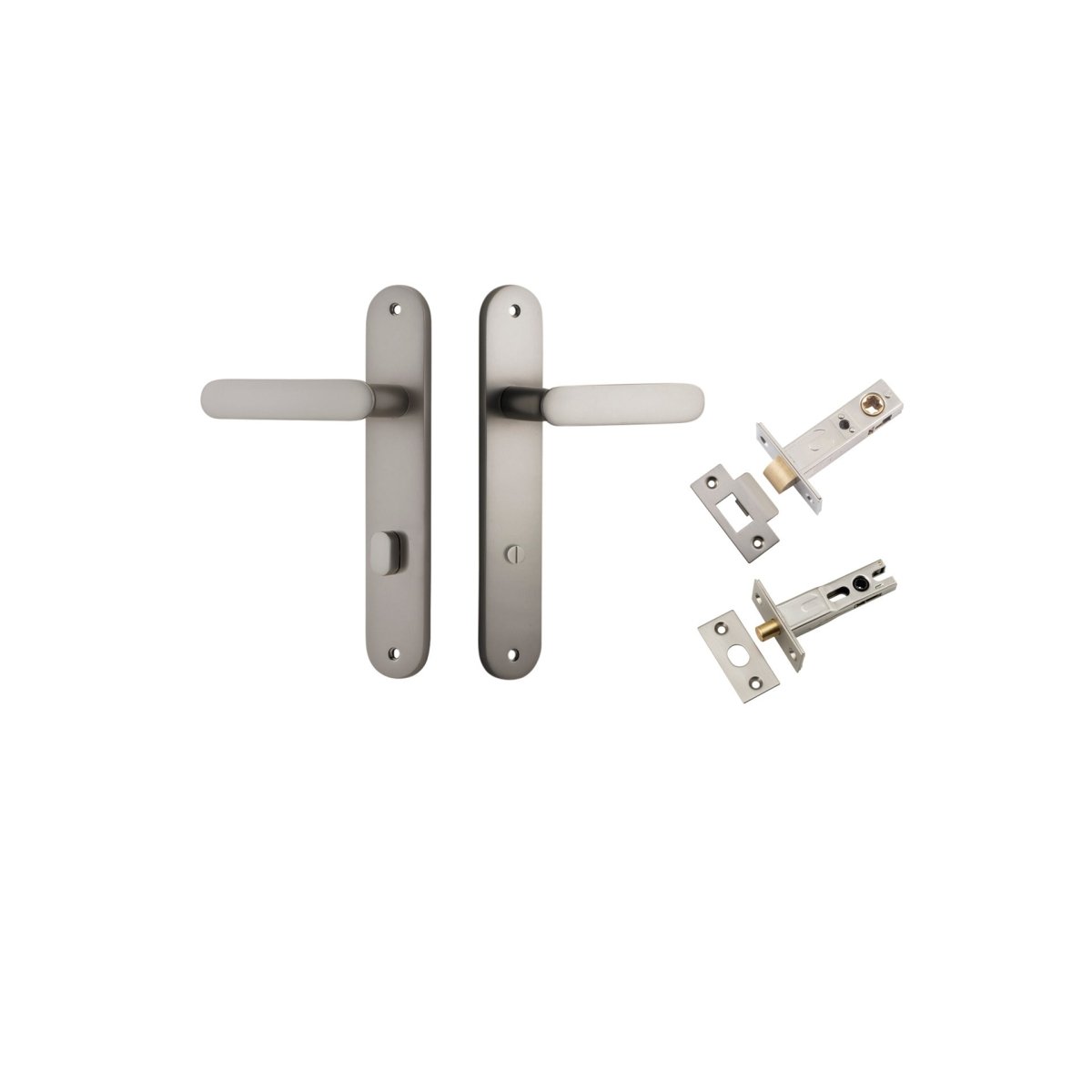 Bronte Lever - Oval Backplate - Entry Point - Iver - Satin Nickel - Door Levers