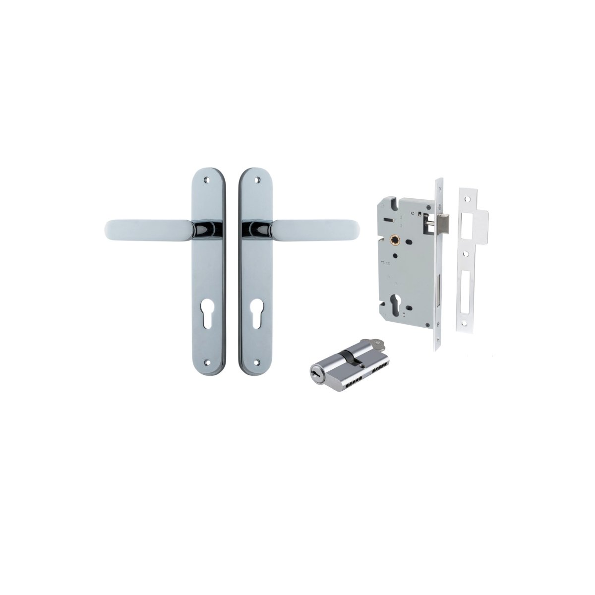 Bronte Lever - Oval Backplate - Entry Point - Iver - Polished Chrome - Door Levers