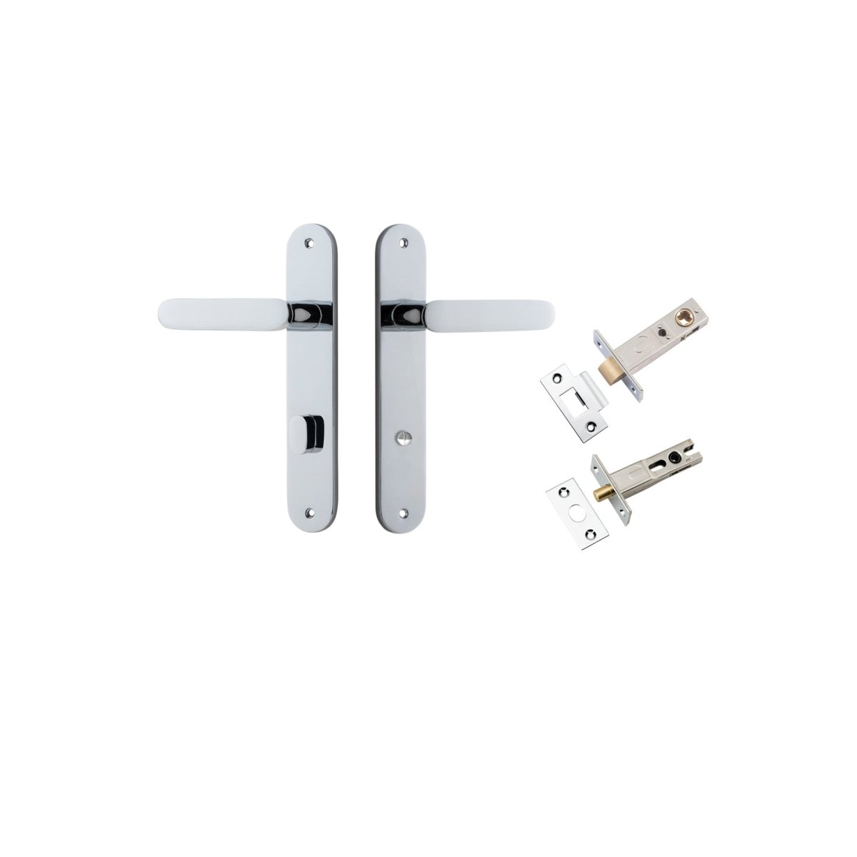 Bronte Lever - Oval Backplate - Entry Point - Iver - Polished Chrome - Door Levers