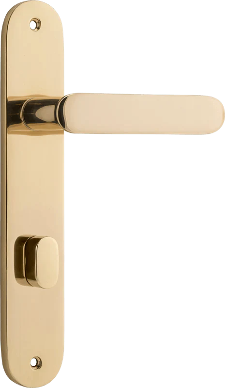 Bronte Lever - Oval Backplate - Entry Point - Iver - Polished Brass - Door Levers