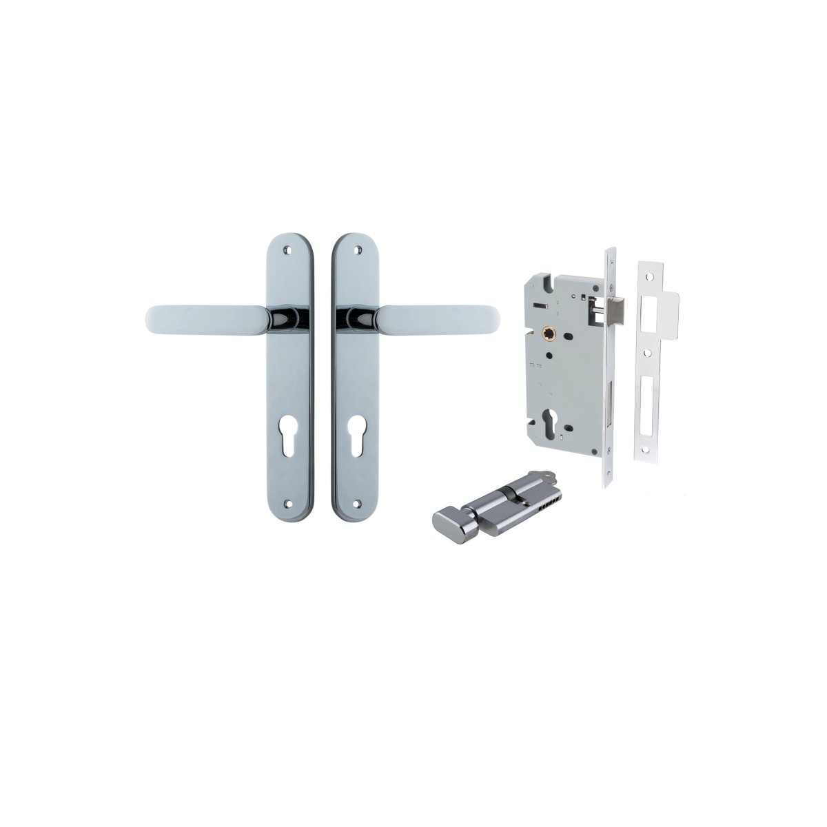 Bronte Lever - Oval Backplate - Entry Point - Iver - Polished Chrome - Door Levers