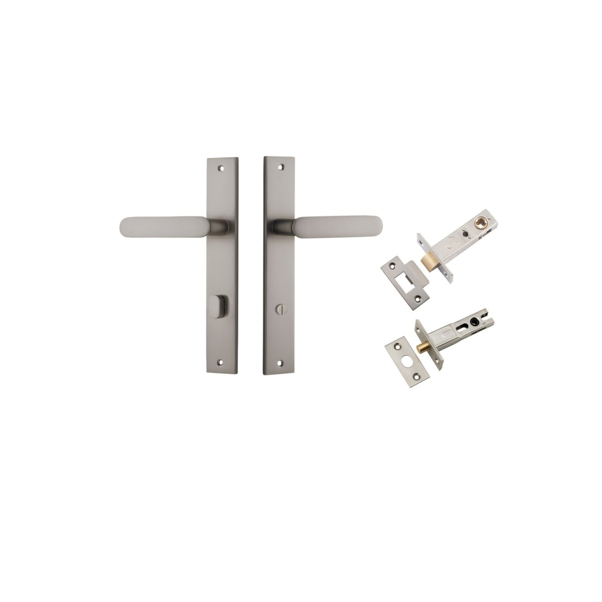 Bronte Lever - Rectangular Backplate - Entry Point - Iver - Satin Nickel - Door Levers