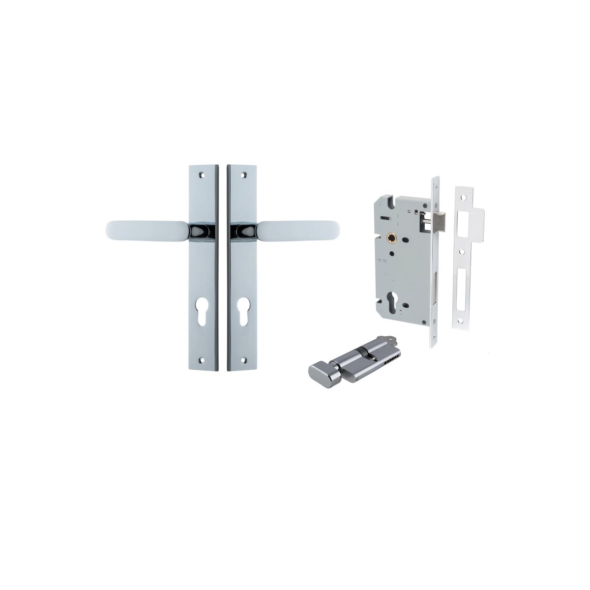 Bronte Lever - Rectangular Backplate - Entry Point - Iver - Polished Chrome - Door Levers