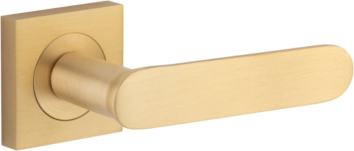 Bronte Lever - Square Rose - Entry Point - Iver - Brushed Brass - Door Levers