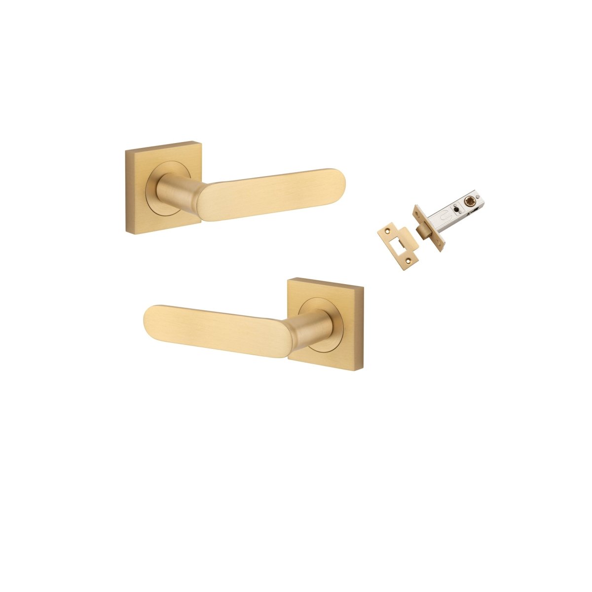 Bronte Lever - Square Rose - Entry Point - Iver - Brushed Brass - Door Levers