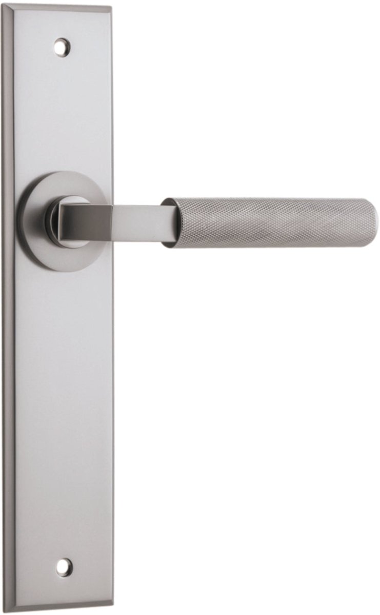 Brunswick Lever - Chamfered Backplate - Entry Point - Iver - Satin Nickel - Door Levers