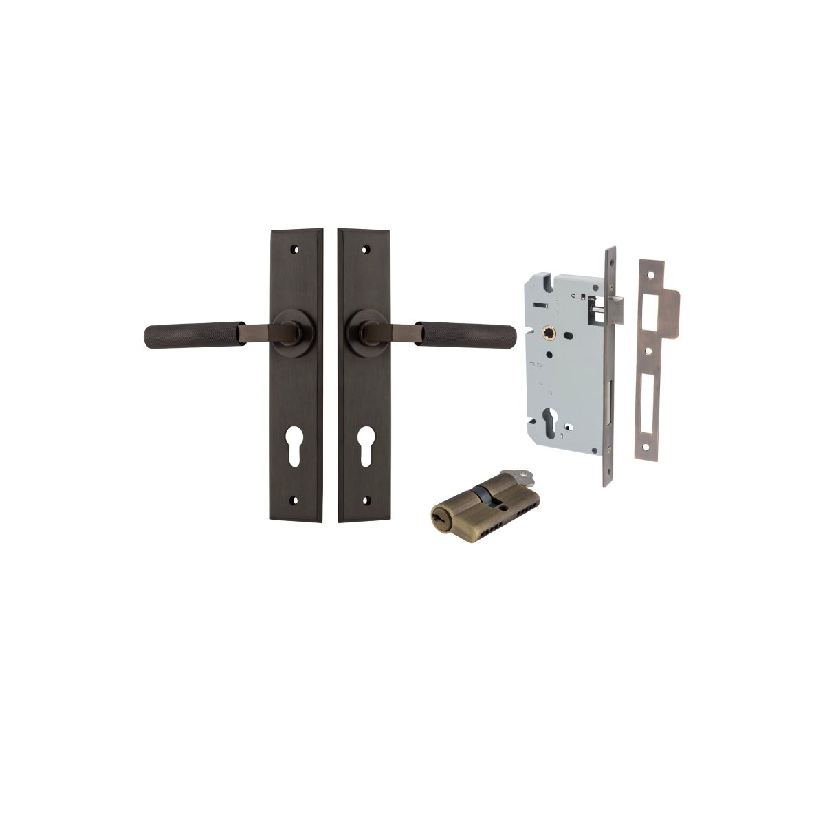 Brunswick Lever - Chamfered Backplate - Entry Point - Iver - Signature Brass - Door Levers