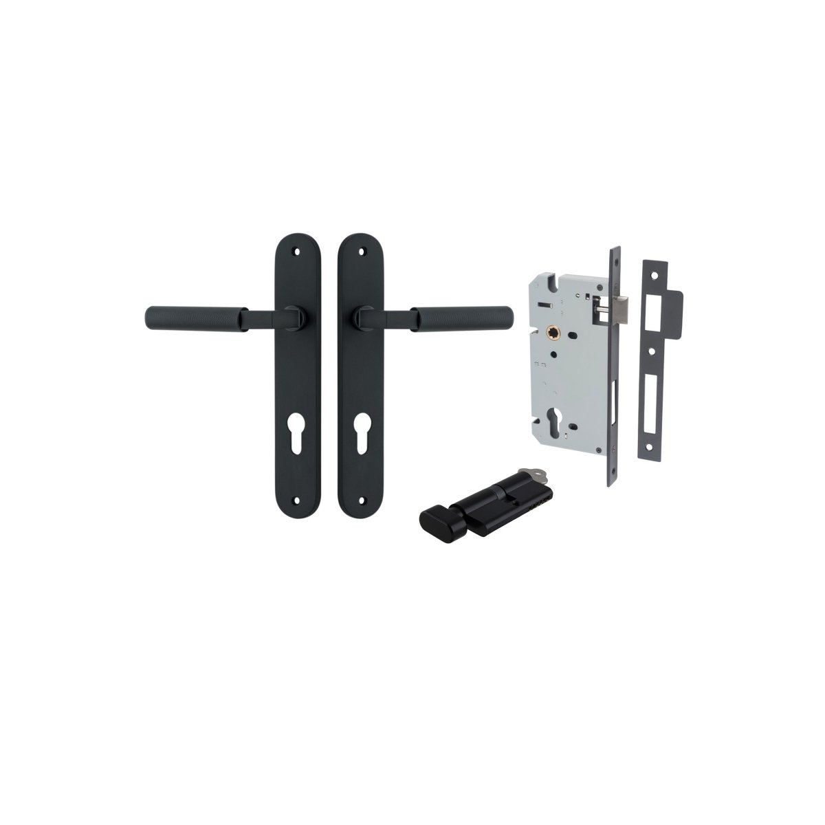 Brunswick Lever - Oval Backplate - Entry Point - Iver - Matt Black - Door Levers