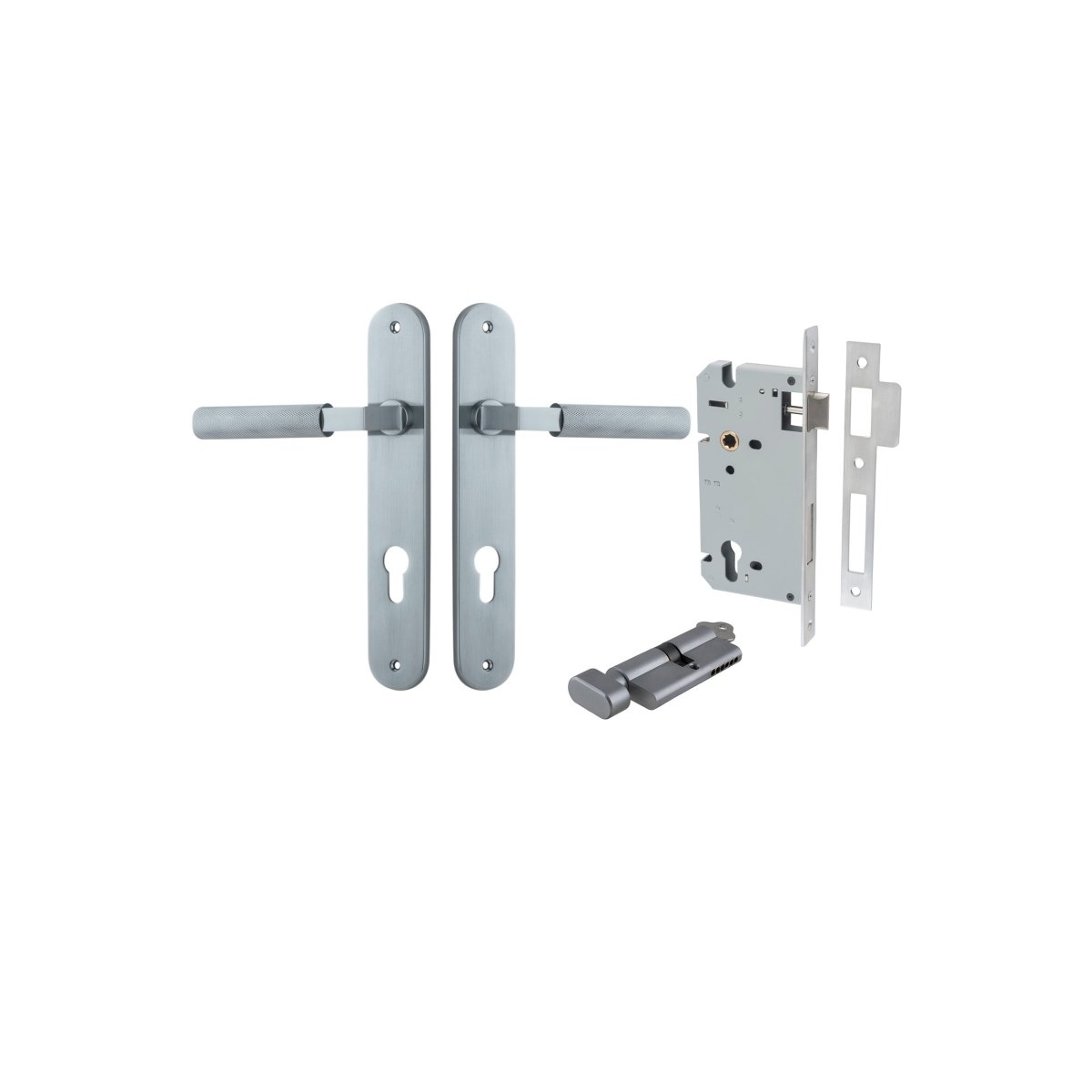 Brunswick Lever - Oval Backplate - Entry Point - Iver - Brushed Chrome - Door Levers