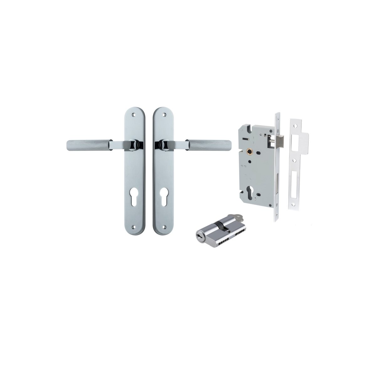 Brunswick Lever - Oval Backplate - Entry Point - Iver - Polished Chrome - Door Levers