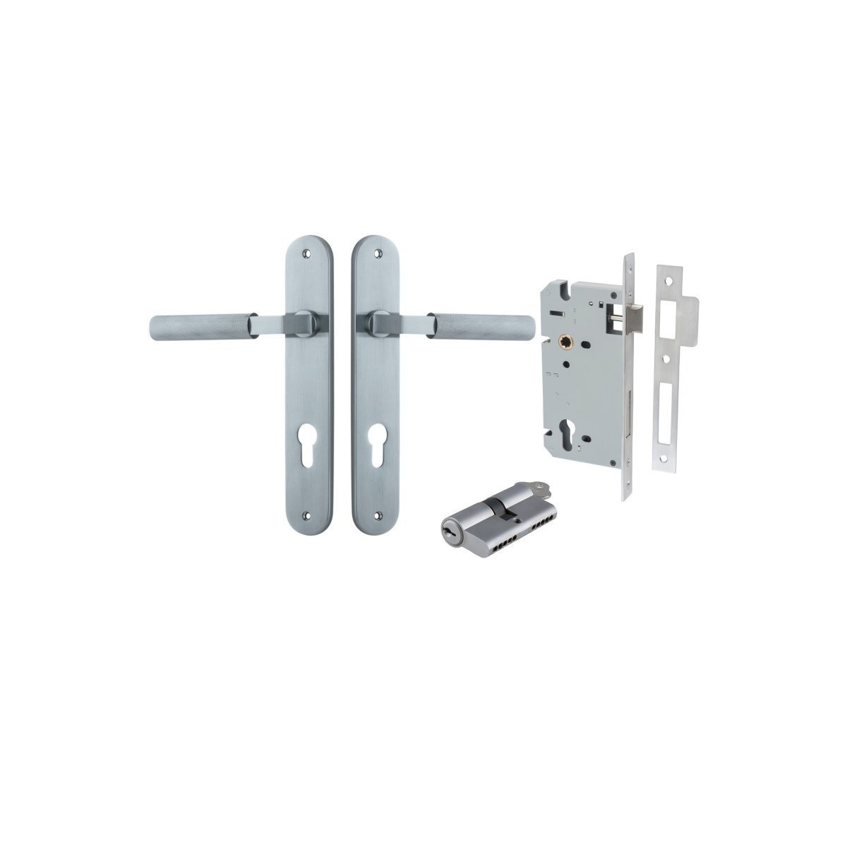 Brunswick Lever - Oval Backplate - Entry Point - Iver - Brushed Chrome - Door Levers