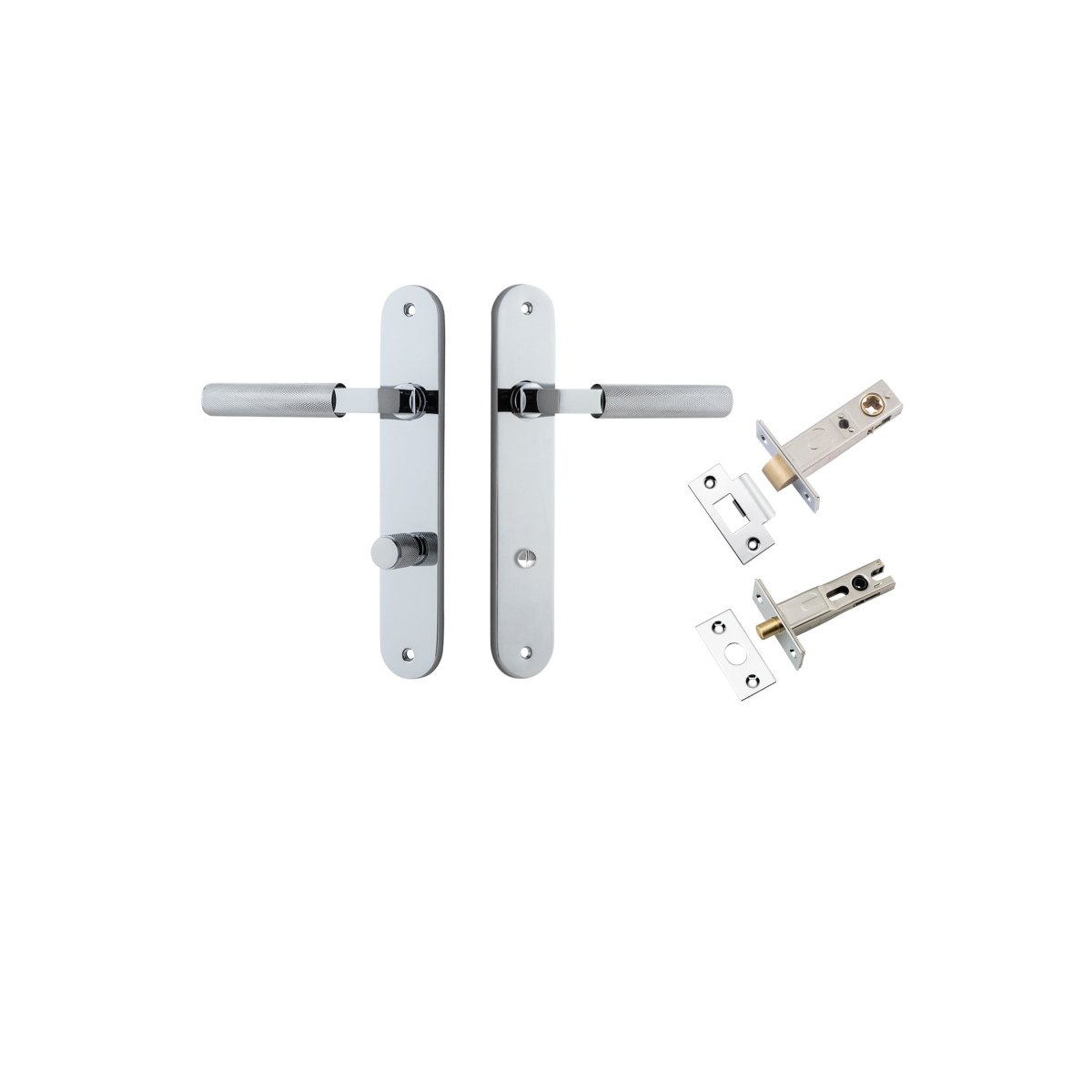 Brunswick Lever - Oval Backplate - Entry Point - Iver - Polished Chrome - Door Levers