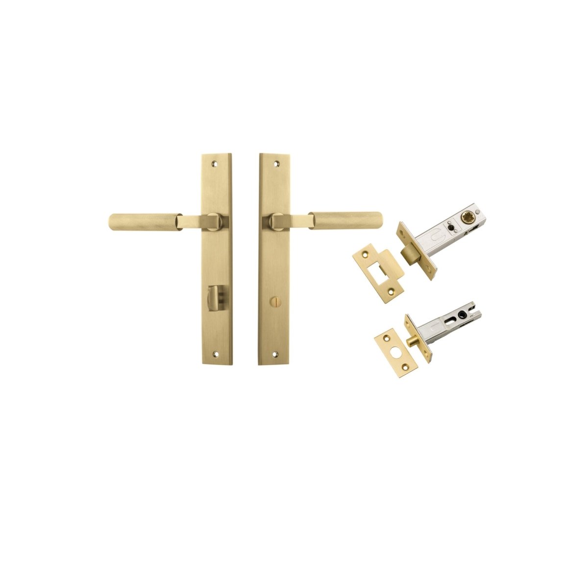 Brunswick Lever - Rectangular Backplate - Entry Point - Iver - Brushed Gold PVD - Door Levers