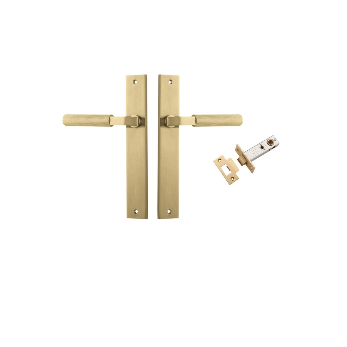 Brunswick Lever - Rectangular Backplate - Entry Point - Iver - Brushed Gold PVD - Door Levers