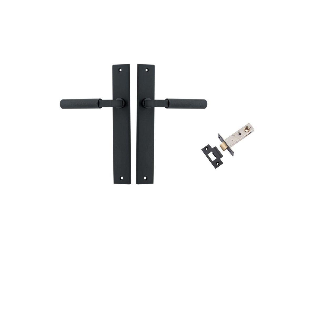 Brunswick Lever - Rectangular Backplate - Entry Point - Iver - Matt Black - Door Levers