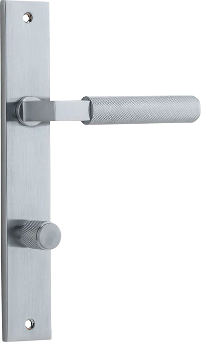 Brunswick Lever - Rectangular Backplate - Entry Point - Iver - Brushed Chrome - Door Levers