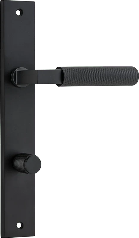 Brunswick Lever - Rectangular Backplate - Entry Point - Iver - Matt Black - Door Levers