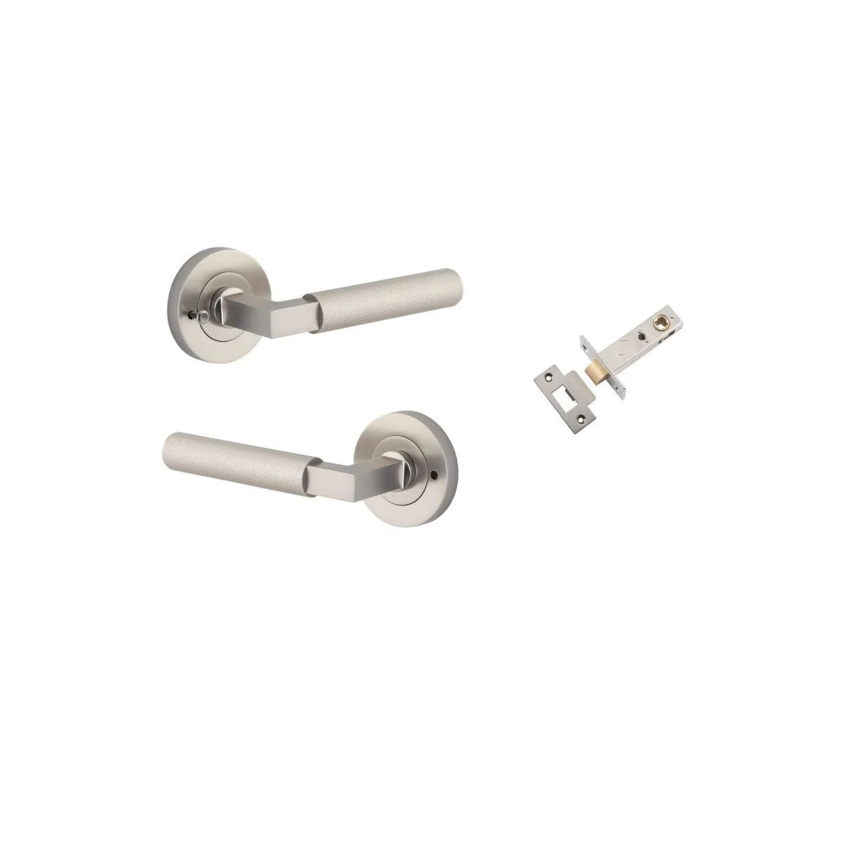 Brunswick Lever - Round Rose - Entry Point - Iver - Satin Nickel - Door Levers