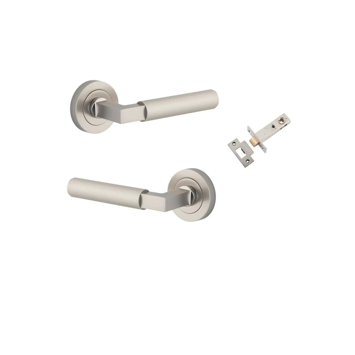 Brunswick Lever - Round Rose - Entry Point - Iver - Satin Nickel - Door Levers