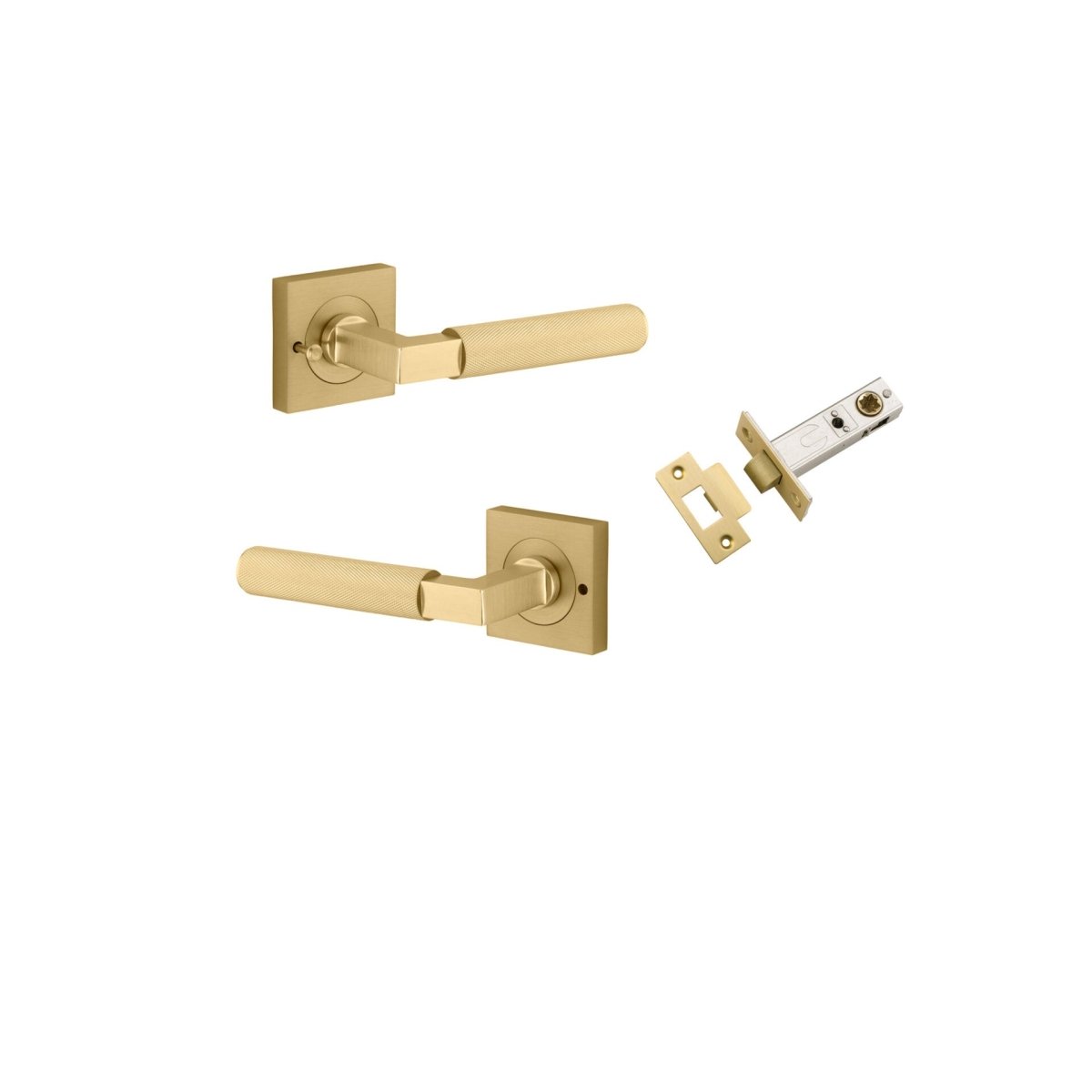 Brunswick Lever - Square Rose - Entry Point - Iver - Brushed Gold PVD - Door Levers