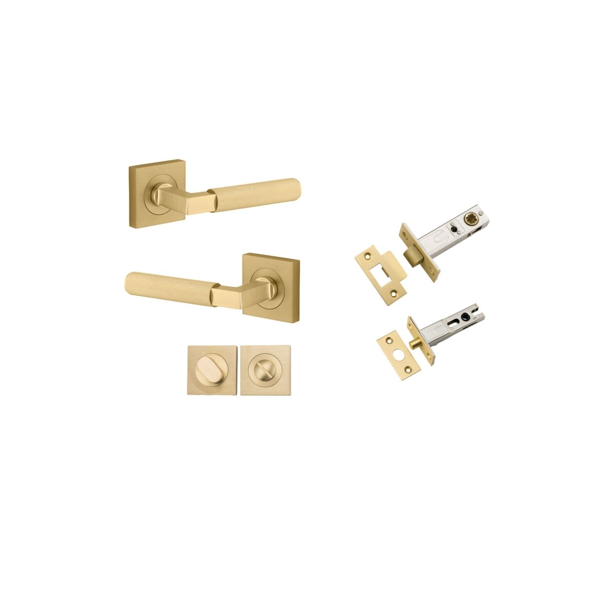 Brunswick Lever - Square Rose - Entry Point - Iver - Brushed Gold PVD - Door Levers