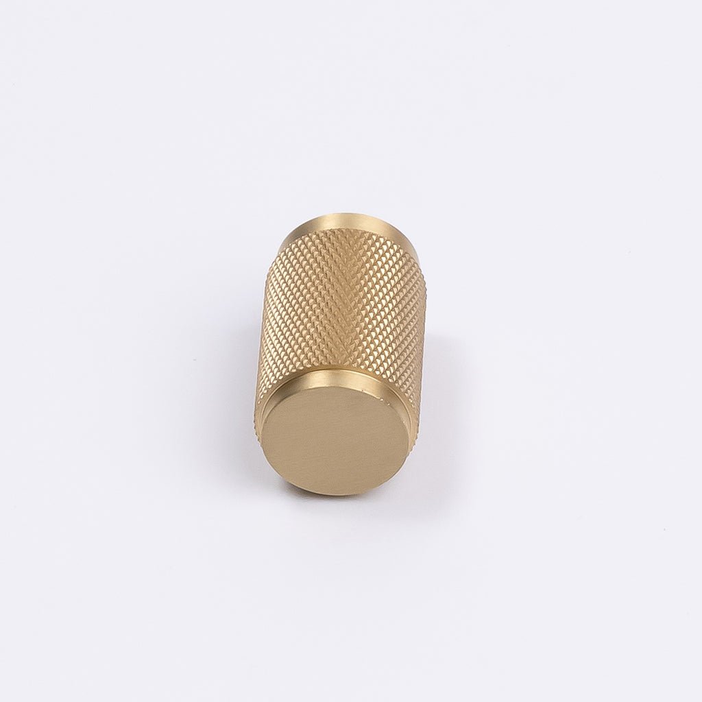 Brushed Brass Knurled Cabinet Knob - Helena - Manovella - Entry - Point - CABHEL18BB - Manovella