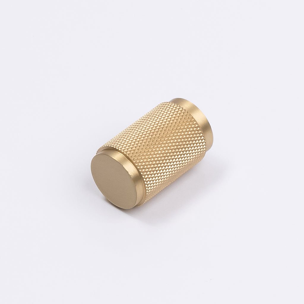 Brushed Brass Knurled Cabinet Knob - Helena - Manovella - Entry - Point - CABHEL18BB - Manovella