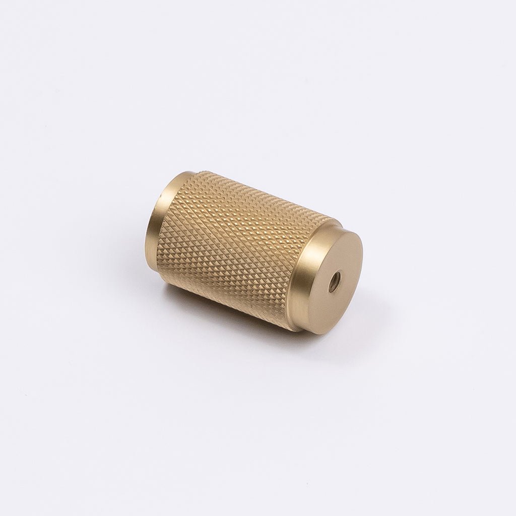 Brushed Brass Knurled Cabinet Knob - Helena - Manovella - Entry - Point - CABHEL18BB - Manovella