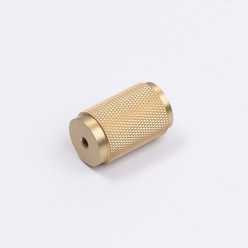 Brushed Brass Knurled Cabinet Knob - Helena - Manovella - Entry - Point - CABHEL18BB - Manovella