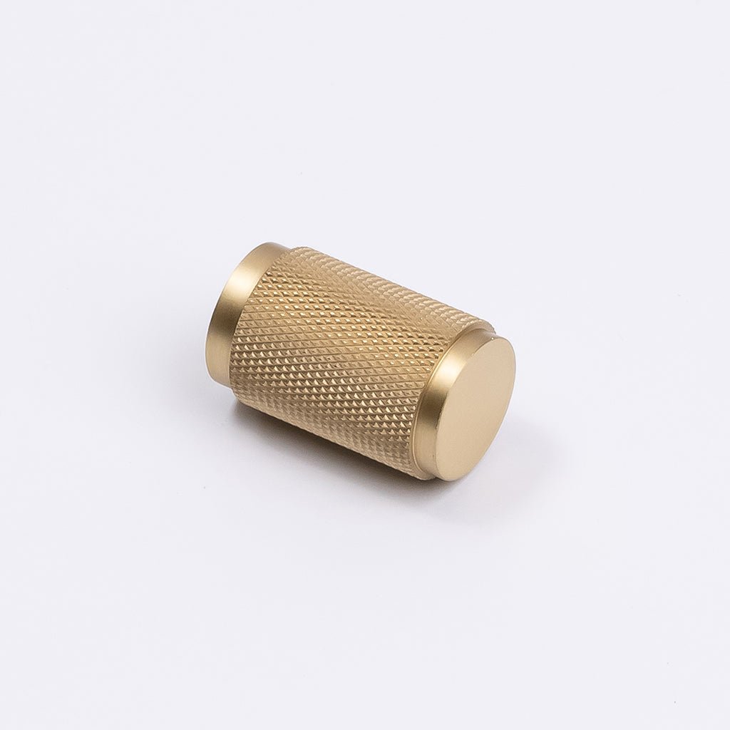 Brushed Brass Knurled Cabinet Knob - Helena - Manovella - Entry - Point - CABHEL18BB - Manovella