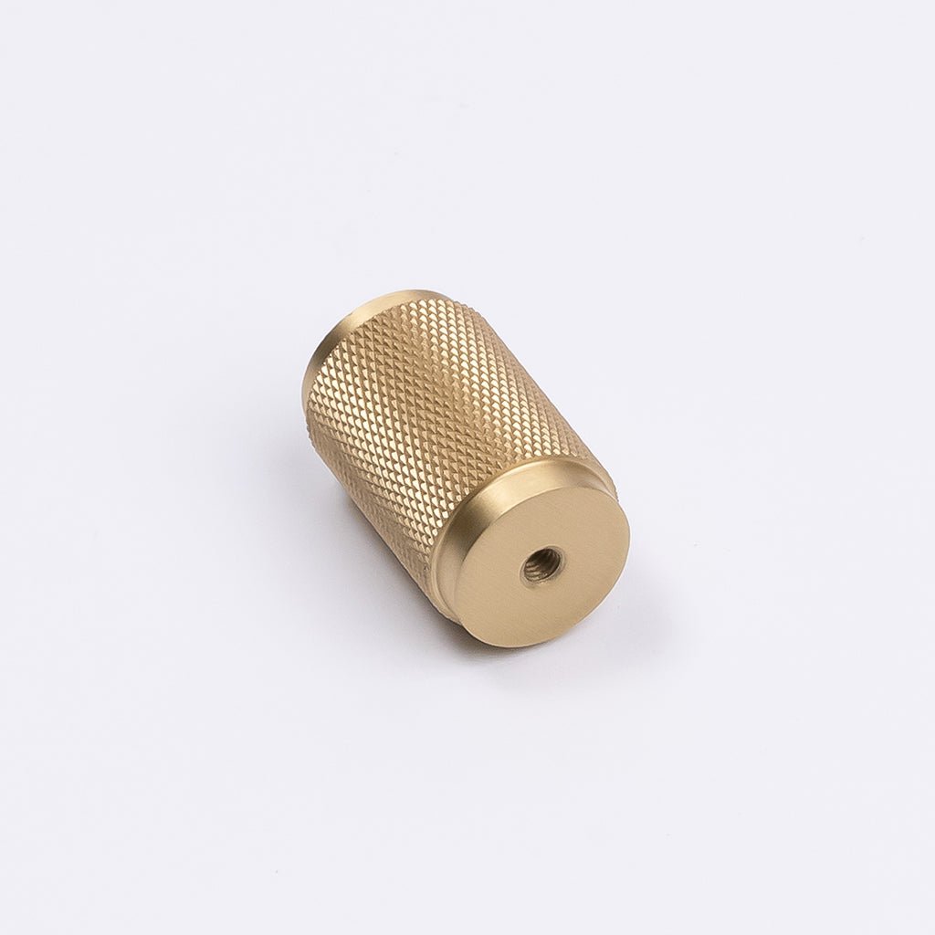 Brushed Brass Knurled Cabinet Knob - Helena - Manovella - Entry - Point - CABHEL18BB - Manovella