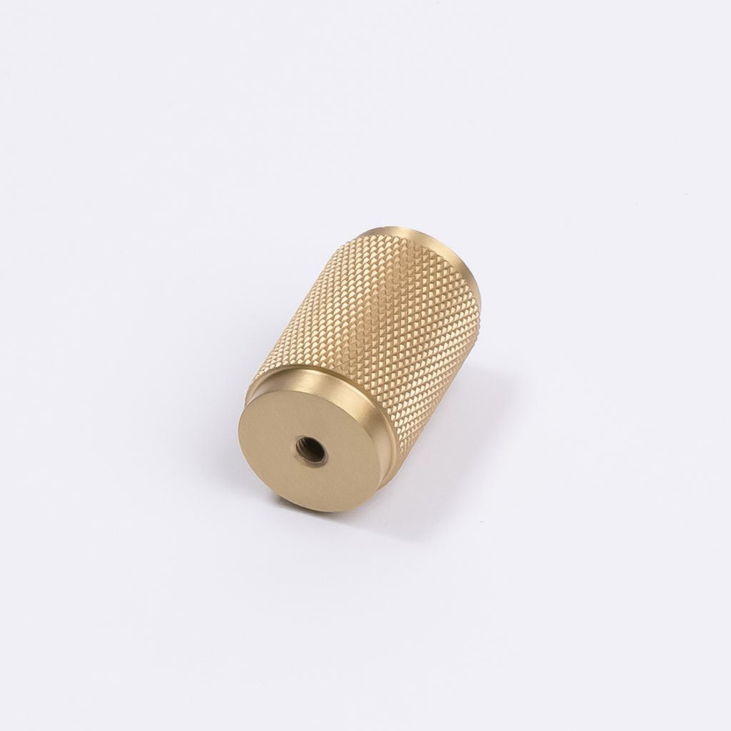 Brushed Brass Knurled Cabinet Knob - Helena - Manovella - Entry - Point - CABHEL18BB - Manovella