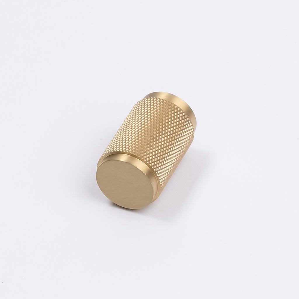 Brushed Brass Knurled Cabinet Knob - Helena - Manovella - Entry - Point - CABHEL18BB - Manovella