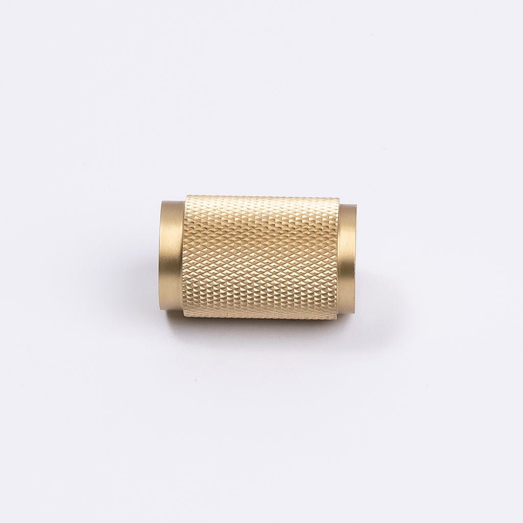 Brushed Brass Knurled Cabinet Knob - Helena - Manovella - Entry - Point - CABHEL18BB - Manovella