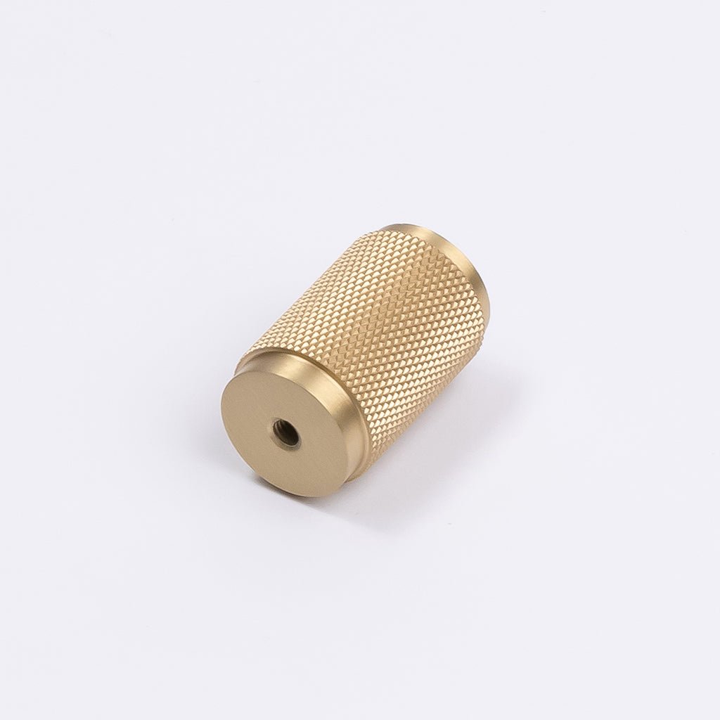 Brushed Brass Knurled Cabinet Knob - Helena - Manovella - Entry - Point - CABHEL18BB - Manovella