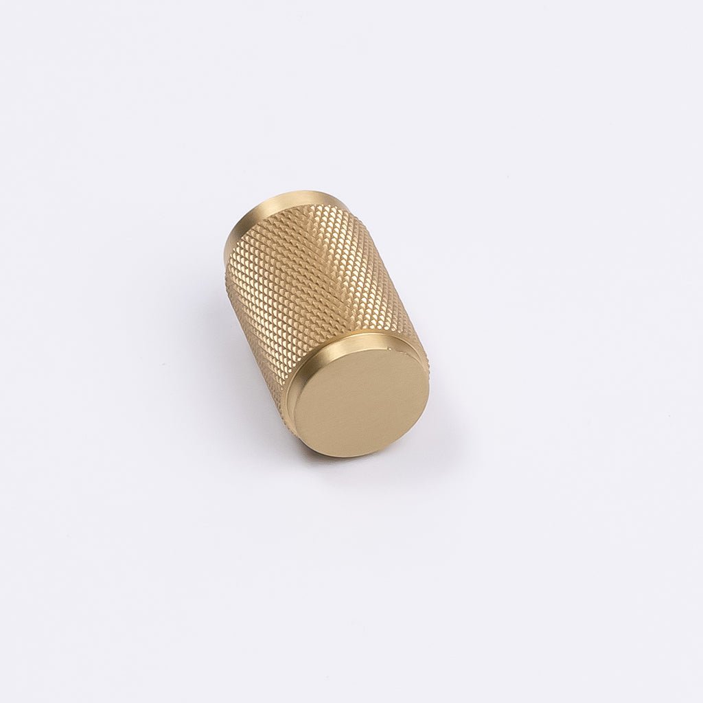 Brushed Brass Knurled Cabinet Knob - Helena - Manovella - Entry - Point - CABHEL18BB - Manovella