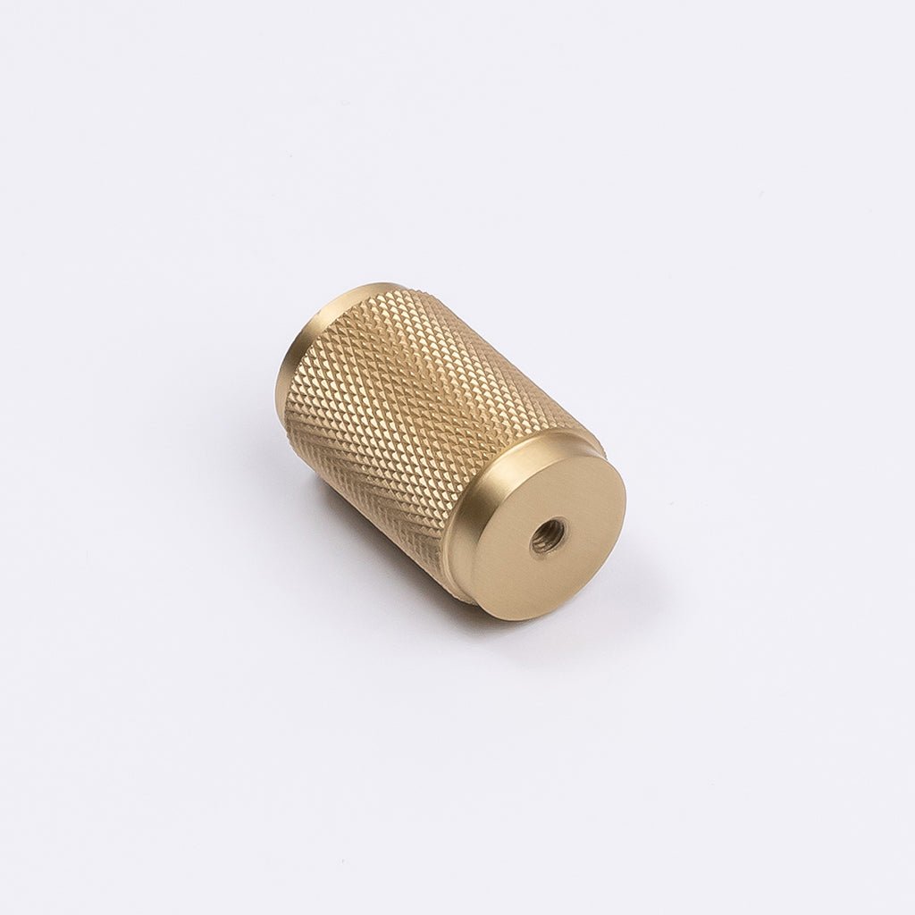 Brushed Brass Knurled Cabinet Knob - Helena - Manovella - Entry - Point - CABHEL18BB - Manovella