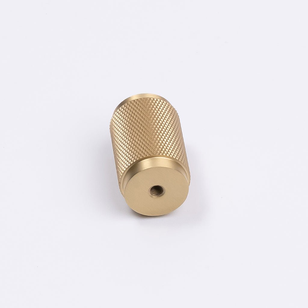 Brushed Brass Knurled Cabinet Knob - Helena - Manovella - Entry - Point - CABHEL18BB - Manovella