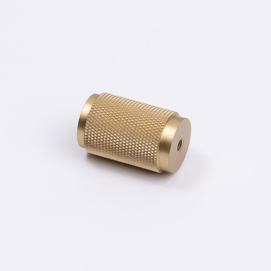 Brushed Brass Knurled Cabinet Knob - Helena - Manovella - Entry - Point - CABHEL18BB - Manovella