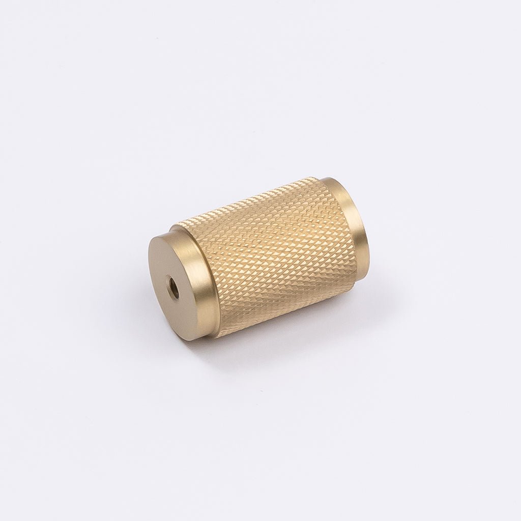 Brushed Brass Knurled Cabinet Knob - Helena - Manovella - Entry - Point - CABHEL18BB - Manovella