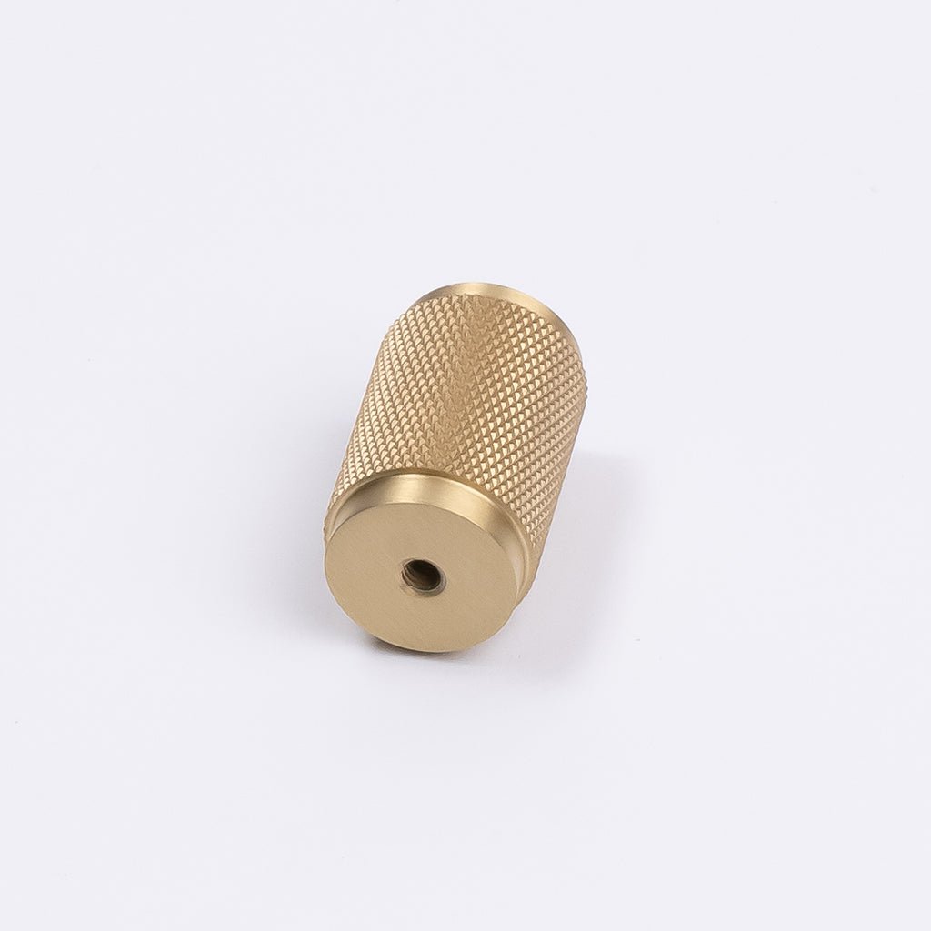 Brushed Brass Knurled Cabinet Knob - Helena - Manovella - Entry - Point - CABHEL18BB - Manovella