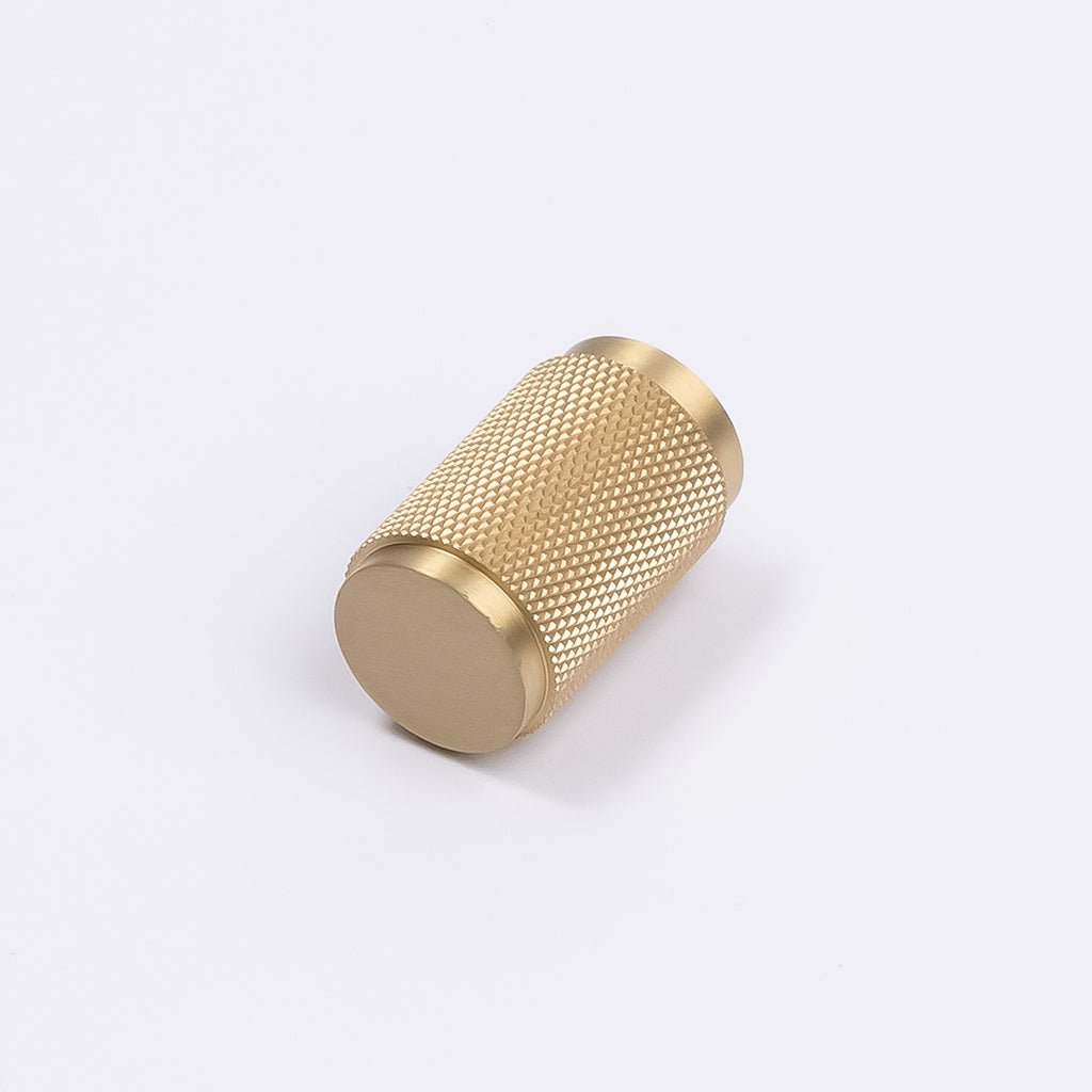 Brushed Brass Knurled Cabinet Knob - Helena - Manovella - Entry - Point - CABHEL18BB - Manovella