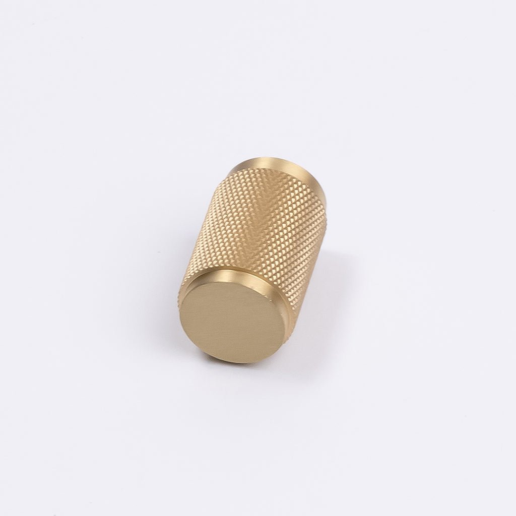 Brushed Brass Knurled Cabinet Knob - Helena - Manovella - Entry - Point - CABHEL18BB - Manovella