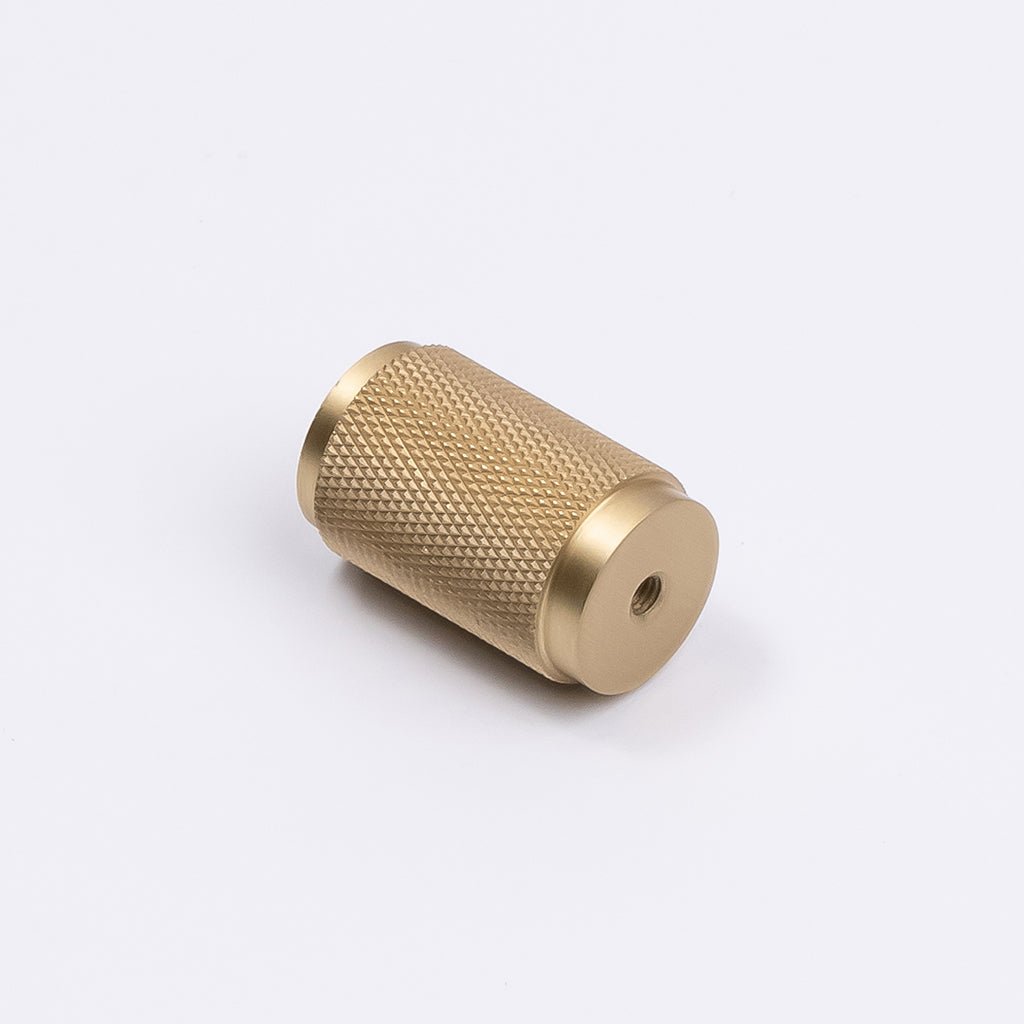 Brushed Brass Knurled Cabinet Knob - Helena - Manovella - Entry - Point - CABHEL18BB - Manovella