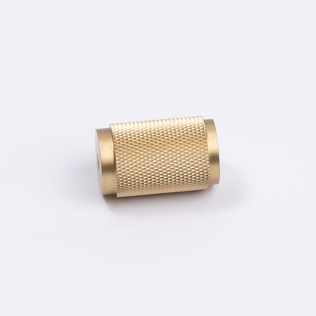 Brushed Brass Knurled Cabinet Knob - Helena - Manovella - Entry - Point - CABHEL18BB - Manovella