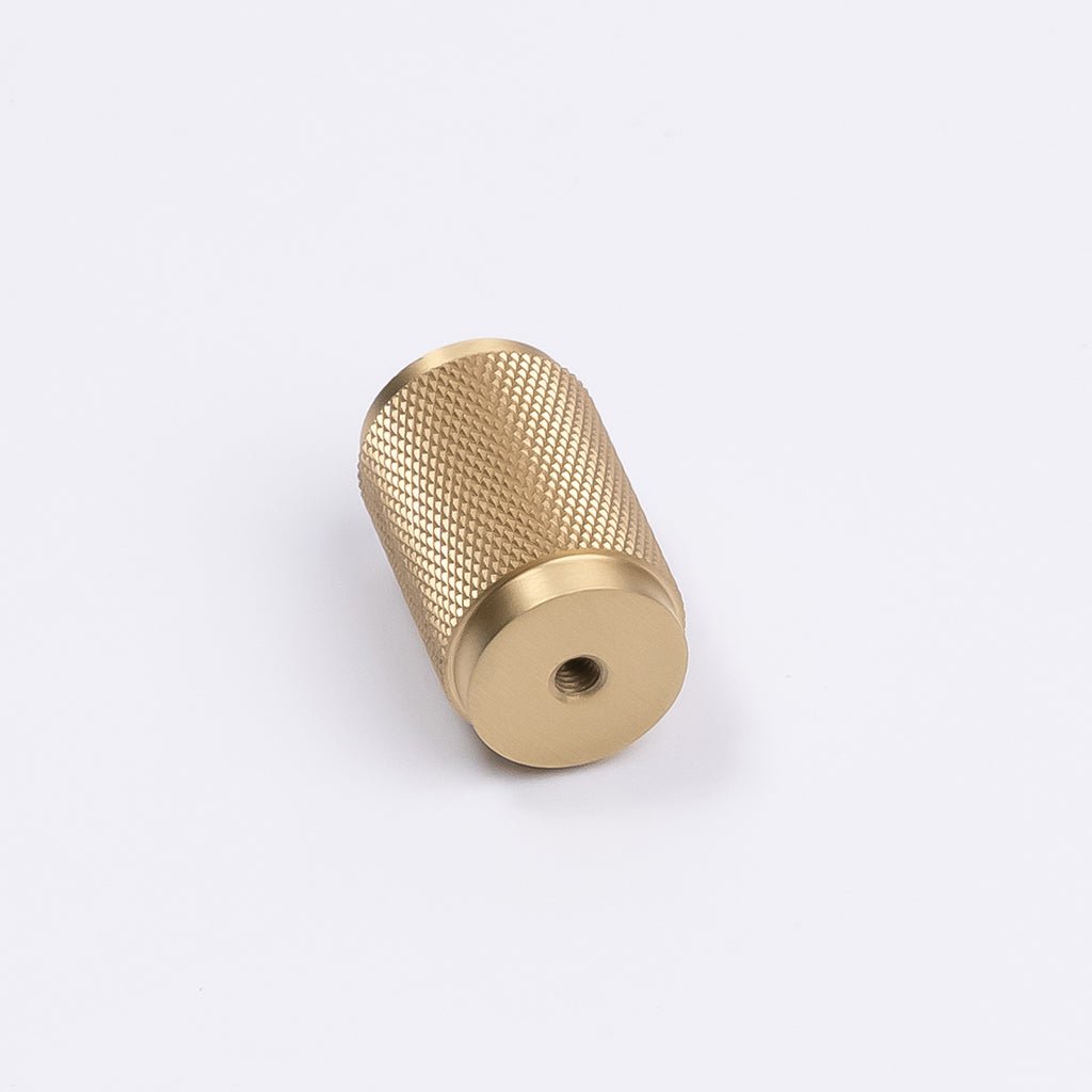 Brushed Brass Knurled Cabinet Knob - Helena - Manovella - Entry - Point - CABHEL18BB - Manovella